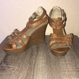 EXPRESS Brown Buckle Wedge Size 7